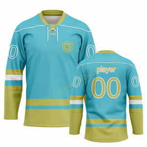 Fabricant OEM et ODM, polyester, broderie personnalisée, tissu sergé, uniforme de hockey sur glace, maillot de hockey sur glace entièrement sublimé - Product Image 3