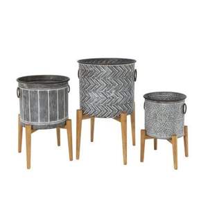 Support en bois décoratif avec jardinière galvanisée et revêtement anti-rouille pour une utilisation en intérieur, en extérieur, dans le jardin, sur le balcon - Product Image 1
