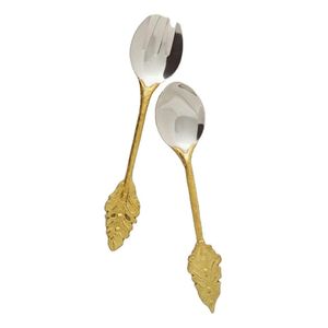Juego de Cubiertos de Acero Inoxidable Dorado de Lujo con Mango de Coral Único, Cuchara para Servir, Cuchara para Pasta, Cucharón, Elegante Juego de Vajilla para Hotel - Product Image 3
