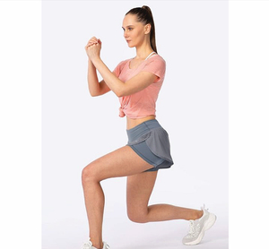 Women 2-in-1 Running Shorts With Pocket High <b>Waist</b> Gym Workout Shorts Quick Dry Athletic OEM Supplier - Product Image 4