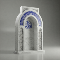 Mihrab en marbre incrusté, motif floral sculpté à la main, pierre de malachite, design moderne, support mural Qibla, résistant aux intempéries, entièrement fini