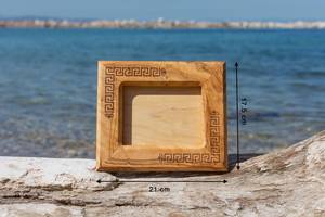 Hand Crafted Teak Wood <b>Picture</b> <b>Frame</b>| Ancient Greek Meander Engraved Design | Creative Vintage Ornate Durable Eco-Friendly - Product Image 2