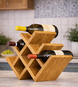 Wooden Display Bottle Stand Tabletop Modern Countertop Wood Wine <b>Storage</b> Rack For Bar Accessories - Product Image 1