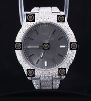 Jam Tangan Otomatis Imperial Jewels Perak Mewah Baru Berlapis Moissanite Penuh dengan Tali Baja Tahan Karat Mekanis 42mm Dial Kaca Penunjuk Waktu