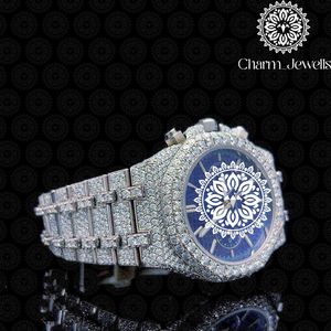 Charm Jewells Luxury Men's Watch 40mm Stainless Steel Diamond Encrusted <b>Chronograph</b> Analog Mechanical Movement Auto Date 10 Bar - Product Image 4