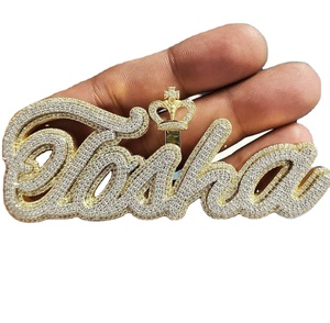 จี้ชื่อเพชร Moissanite สีขาวธรรมชาติพร้อมจี้ฮิปฮอปตัวอักษรเงินแท้ 925 สั่งทําพิเศษจากที่นี่ - Product Image 1