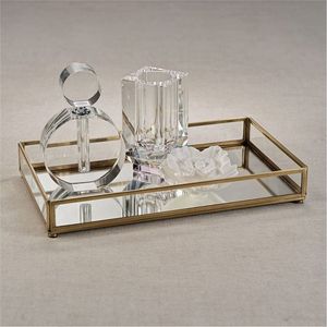 Luxury Gold Metal <b>Mirrored</b> Decorative Tray Set Modern Geometric Rectangular Serving Tray for Coffee Table Home Decor Wedding - Product Image 6