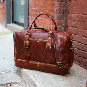Customized Style Sport-Style Genuine Cowhide Leather Duffel Bag Waterproof 20-36L Capacity Adjustable Straps Zipper Closure - Product Image 3