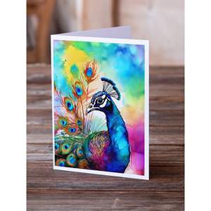 Whimsical A7 Tamaño 5x7 Nuevo Hippie Animal Pavo Real Tarjetas de notas en blanco Paquete de 8 con sobres Tarjetas de felicitación - Product Image 2