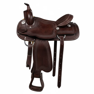Premium Handmade Genuine <b>Leather</b> Western Horse Saddle Cowboy Style Treeless English Racing Saddle Curved Design Horse Riding - Product Image 3
