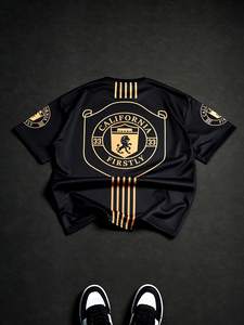 เสื้อเจอร์ซีย์อเมริกันฟุตบอลลายสิงโตสีทองแบบโอเวอร์ไซส์ ผ้าตาข่าย สำหรับฝึกซ้อม เสื้อผ้ากีฬาสีดำสุดหรู รับผลิตแบบ OEM ODM - Product Image 2