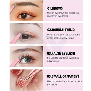 ชุดแหนบสแตนเลสแบบมืออาชีพสำหรับต่อขนตาและตกแต่งคิ้วอย่างแม่นยำ - ชุดแหนบ 4 ชิ้นสีชมพู - Product Image 6