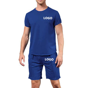 Ensemble 2 pièces streetwear d'été OEM avec broderie personnalisée du LOGO, T-shirt oversize respirant à épaules tombantes et short de survêtement pour hommes - Product Image 5