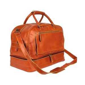 Genuine <b>Leather</b> Travel Duffle <b>Bag</b> Zipper Closure Unisex Weekender Carry <b>Bag</b> with Shoulder Strap - Product Image 1