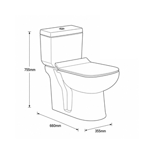Ensemble WC JACK, deux pièces, cuvette allongée, chasse d'eau par gravité, design contemporain, écologique et facile à nettoyer, en céramique vitrifiée - Product Image 2