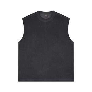 Custom High Quality Men's <b>Vintage</b> Oversized Sleeveless <b>Tank</b> <b>Top</b> Acid Washed 100% Cotton Raw Edge - Product Image 2