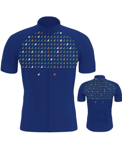 Maillot de Ciclismo Azul de Manga Corta para Hombre con Patrón de Flechas Geométricas, Transpirable y de Secado Rápido - Product Image 2