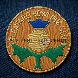 Glenfarg <b>Bowling</b> Club Embroidered Patch Round Sew-On Fabric Badge Circular Classical Design For Garment - Product Image 2