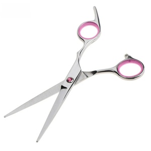 Tijeras Profesionales de Acero Inoxidable para Cabello, Punta Afilada, para Diestros, Mango Largo, Uso en Salón, No Plegables, Mango Rosa, para Entresacar - Product Image 1