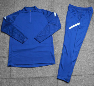 Ensemble de sport pour homme, bleu, à blocs de couleur, demi-zip, manches longues, séchage rapide, léger, coupe ajustée longue, vêtements de sport printemps - Product Image 6