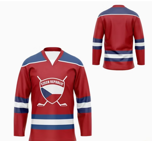Camiseta de Hockey sobre Hielo para Hombre, Manga Larga, Cuello en V, Sublimada, 100% Poliéster, Absorbe la Humedad, Corte Regular, Ropa para Adultos - Product Image 5