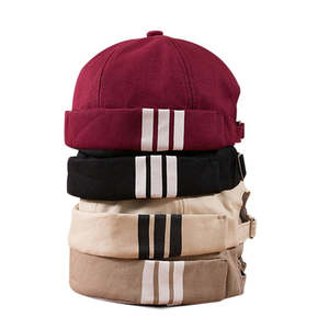 Gorra Docker de Lona de Algodón Personalizable RAO CRAFT EXPORTS, 6 Paneles, Sin Visera, Borde Enrollado, Cinta de Tela con Tres Rayas - Product Image 5