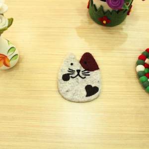 Cute Kitty Fabric <b>Coaster</b> Set harming Cat Face <b>Coasters</b> Soft Paws Felt <b>Drink</b> <b>Coasters</b> - Product Image 4