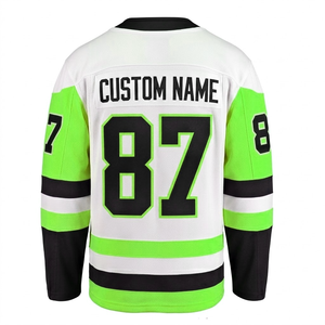Diseña Tu Propia Camiseta de Hockey sobre Hielo con Nombre de Equipo Personalizado, Diseño Popular, Color Sólido, Transpirable, para Adultos, Verde - Product Image 4