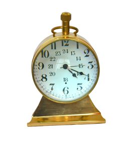 Horloge de bureau en laiton, forme circulaire, mouvement électronique à quartz, affichage tactile par aiguilles, design traditionnel, silencieuse, sans tic-tac - Product Image 1