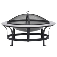 Brasero rond avec écran anti-étincelles en maille bombée, grille à bois surélevée, chauffage extérieur pour patio, jardin, camping, feu de camp