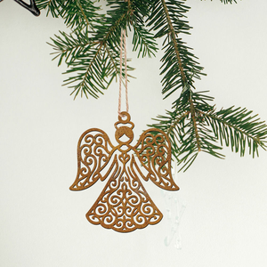 Décorations de Noël rustiques vintage en métal découpé au laser, ornements suspendus pour arbre, pour fêtes et décoration intérieure, décorations de Noël - Product Image 3