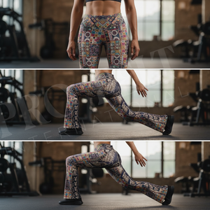Leggings évasés confortables à effet froncé aux fesses, grande taille, avec motif imprimé personnalisé, extensibles, pour le fitness et l'entraînement - Product Image 3