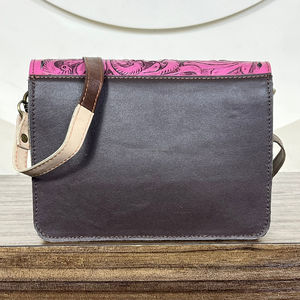 Bolso Bandolera de Cuero Repujado Colorido de Moda 2025, Bolso de Mano de Cuero Genuino de Lujo, Estilo Retro Occidental con Diseño Floral para Mujer - Product Image 5