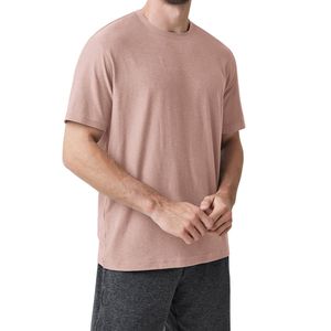 T-shirt personnalisé en coton rose pour homme, col rond, manches courtes, décontracté, respirant, doux, léger, style streetwear d'été, vente en gros - Product Image 6