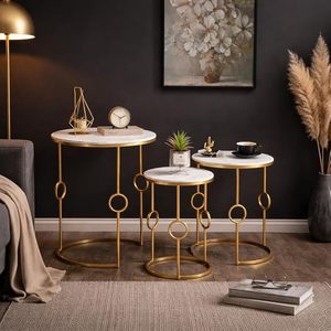 Farmhouse Accent Coffee Table Set of 3 Wooden Nesting Tables for Living Room Bedroom Home Decor - Product Image 2