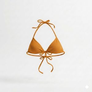 Haut de bikini noir pour femme avec cordon de serrage à l'avant et bretelles réglables, maillot de bain uni en spandex et polyester - Product Image 3