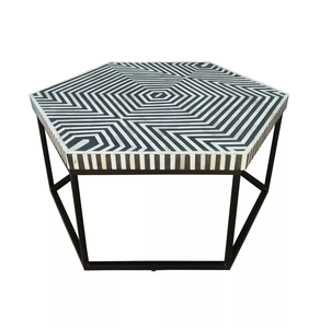 Table carrée moderne multifonction artisanale en résine et os incrusté, écologique, avec MDF pour chambre à coucher - Product Image 5