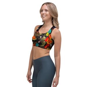 Soutien-gorge de sport dos nageur pour femme avec imprimé papillon, maintien moyen, haut de yoga respirant en Spandex et Polyester sans couture - Product Image 2