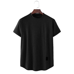T-shirt à manches courtes pour homme, col rond, noir, 100% coton jersey, coupe classique, couleur unie, respirant, tricoté - Product Image 5