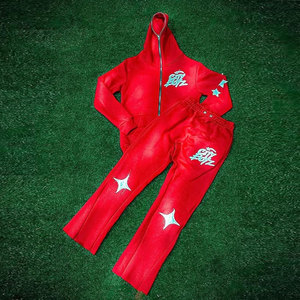 Men's Custom Logo Sports Suit Track Suits High Quality Hooded Sweatpants and <b>Trousers</b> 100% Cotton Two Piece Jogging Tracksuit - Product Image 2