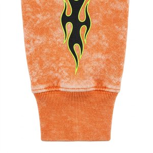 <b>Men's</b> Orange Flame Print <b>Hoodie</b> & <b>Shorts</b> Tracksuit Streetwear <b>Set</b> Custom Logo Sublimation Printed Summer Wear - Product Image 3