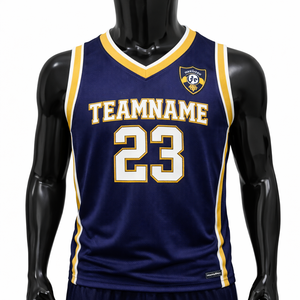 Uniforme de Baloncesto sin Mangas de Talla Grande OEM, Secado Rápido, Transpirable, Tela 100% Poliéster, Personalizado con Sublimación y Bordado para Jugadores - Product Image 1