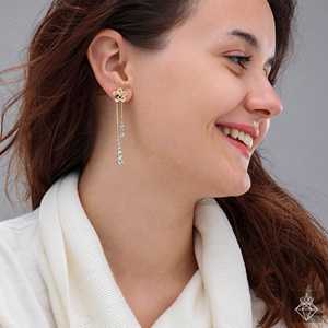 โซ่ห้อยประดับดอกไม้และคริสตัลต่างหูแฟชั่นกันเสื่อมเสีย - Product Image 5