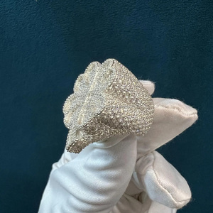 VVS Moissanite Flower Shape Cluster <b>Ring</b> 925 Sterling Silver Rhodium Plated <b>Statement</b> Hip Hop Style Engagement Anniversary Gift - Product Image 5