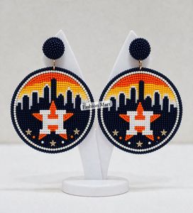 Pendientes Deportivos de Lujo Hechos a Mano con Cuentas, Joyería Astros para el Día del Partido, Pendientes Personalizados con Colores del Equipo - Product Image 4