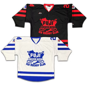 เสื้อกีฬาฮอกกี้น้ำแข็งของผู้ชายผ้าโพลีเอสเตอร์100% ผ้าโพลีเอสเตอร์เป็นมิตรกับสิ่งแวดล้อมผ้าแห้งเร็วระบายอากาศได้กันรังสียูวีพิมพ์ถ่ายเทความร้อน - Product Image 1