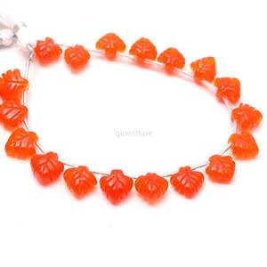 Perles en forme de feuille de cornaline naturelle, perles en pierre précieuse sculptées à la main pour la création de bijoux, 10-11 mm, vente en gros, lot de 8 pouces - Product Image 3