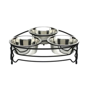 Vente en gros de gamelles surélevées en acier inoxydable avec support en fil métallique noir moderne, double mangeoire pour chats pour une protection ergonomique du cou - Product Image 5