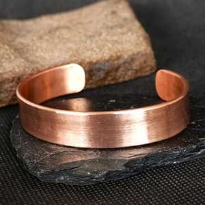 Smooth Solid <b>Copper</b> Cuff Bracelet for Men and Women – Plain Brushed Finish Open <b>Bangle</b>, Handmade Minimalist Metal Stacking Wrist - Product Image 3