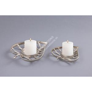 Juego de Portavelas de Estilo Hoja Plateada, Diseño Moderno, Hecho a Mano en Aluminio, para Regalo, Decoración Navideña o de Boda, Portavelas para el Hogar - Product Image 1